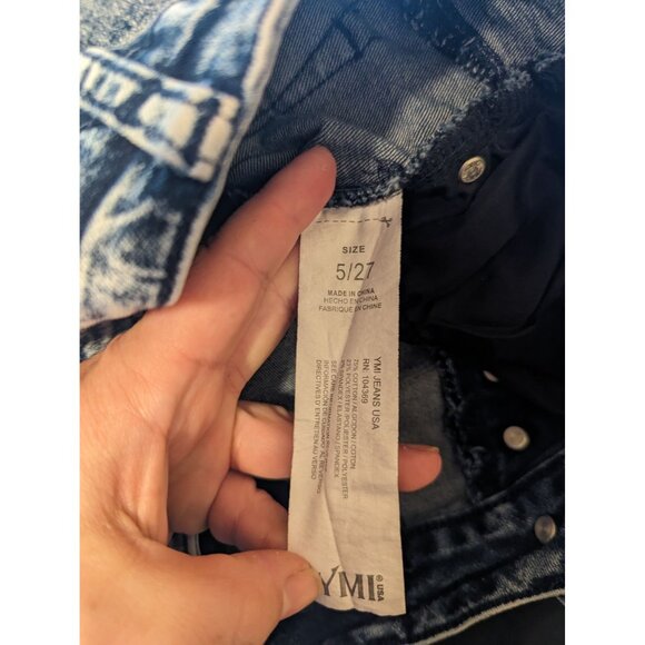 YMI High-Rise Denim Shorts Acid Wash 5/27 Button Fly - Picture 4 of 4